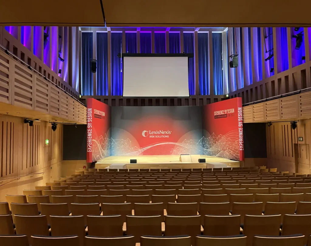 Theater with a conference display done by Event Services