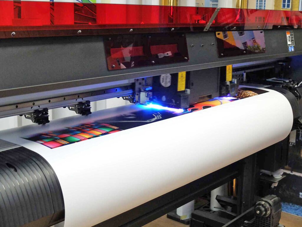 Large format UV printer in action